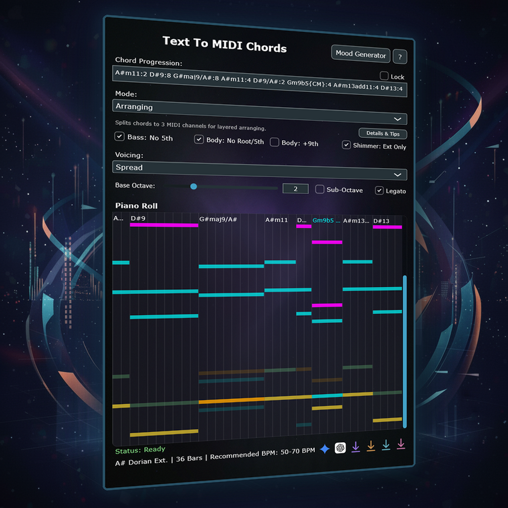 Text To MIDI - Generative Chord & Ambient MIDI Tool
