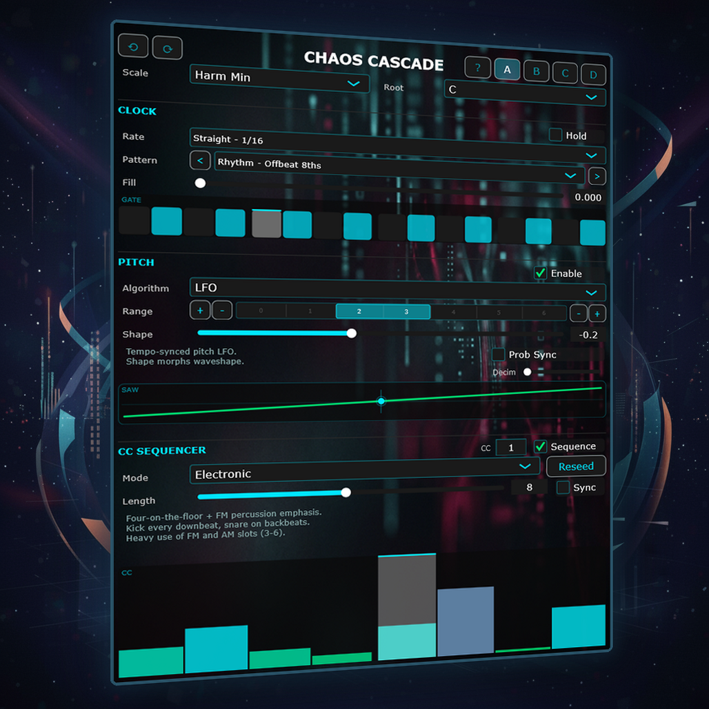 Chaos-Cascade - Generative MIDI Sequencer