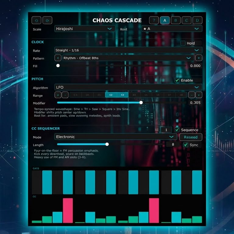 Chaos-Cascade - Generative MIDI Sequencer